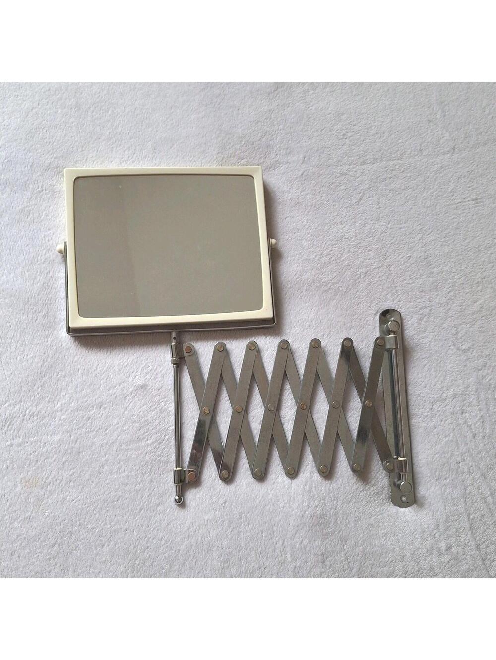 Vintage Windmere Accordion Wall Mount Mirror Ivory Chrome Dual Sided Swivel 2020